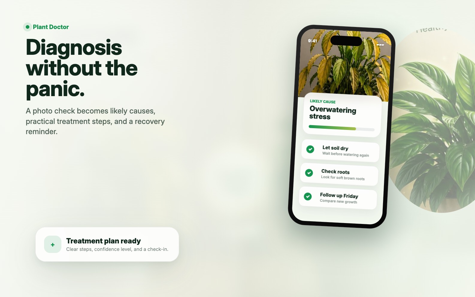 KnowYourPlant Plant Doctor diagnosis product mockup